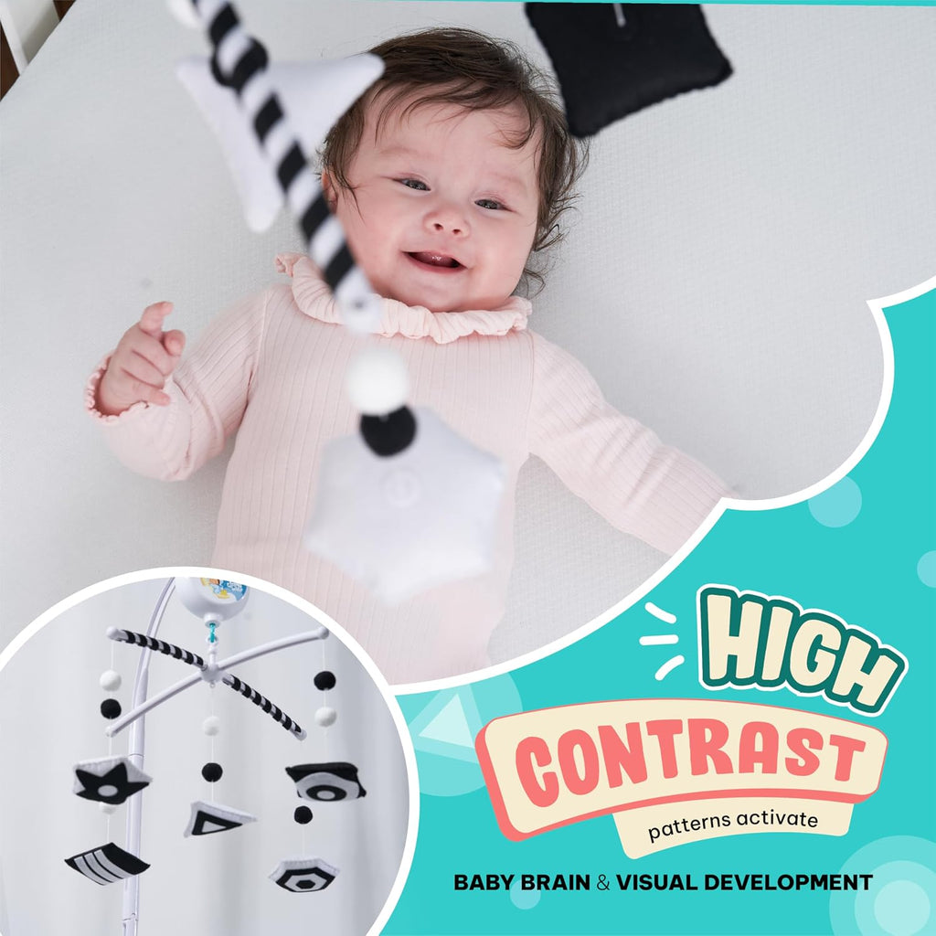 Montessori Mobile Baby for Crib (TINITIGIES) - Black and White Mobile Give Visual Stimulation to Engage Your Newborn