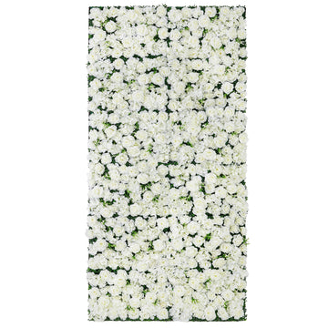 Artificial Flower Wall Backdrop 12-Pack 16"* 24" White Rose Artificial Floral Panels Spring Wedding Home Valentine's