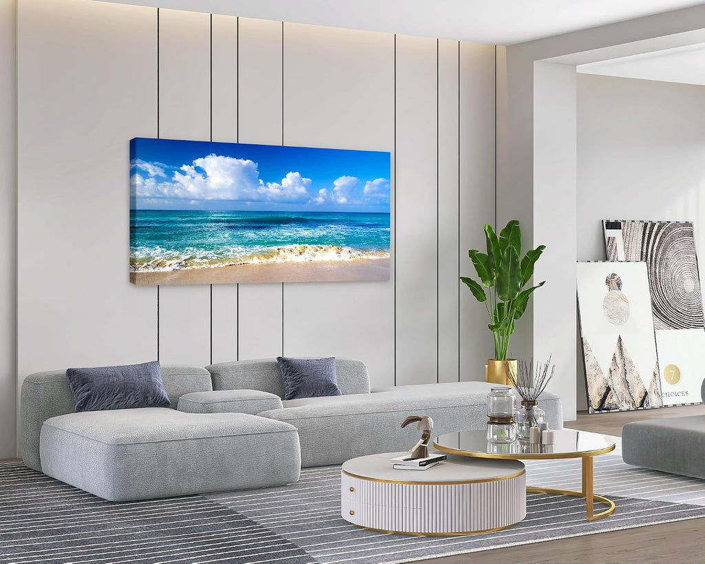 BK6750 Beach Wall Art Canvas Prints - Ocean Seascape Tropical Blue Sea Coast Picture Nature Landscape Artwork Bedroom