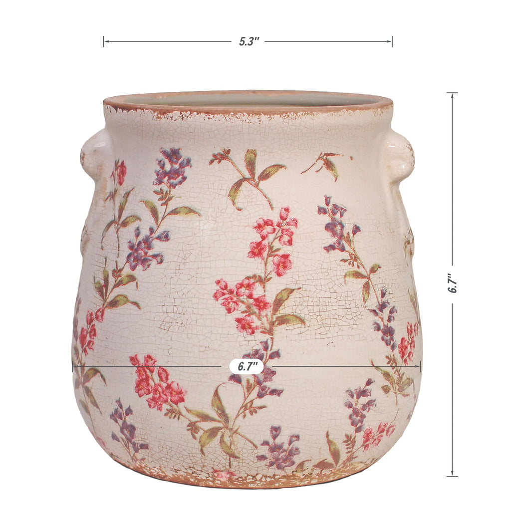 French Country Ceramic Plant Pot & Kitchen Utensil Holder for Countertop