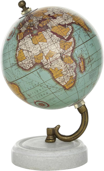 Marble World Map Globe, Globe 5" x 5" x 8", Teal