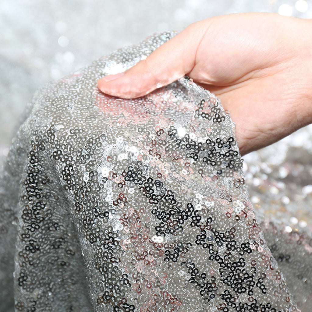 90 Inch Round Silver Sequin Tablecloth for Party Cake Dessert Table Exhibition Events