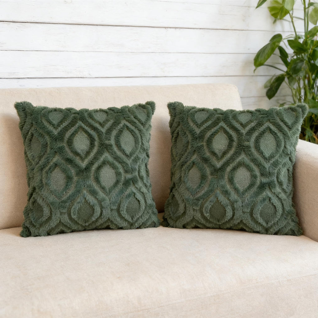 Pack of 2 Decorative Throw Pillow Covers 24x24, Soft Plush Faux Fur Wool Couch Cushion Pillow Covers Cozy Boho