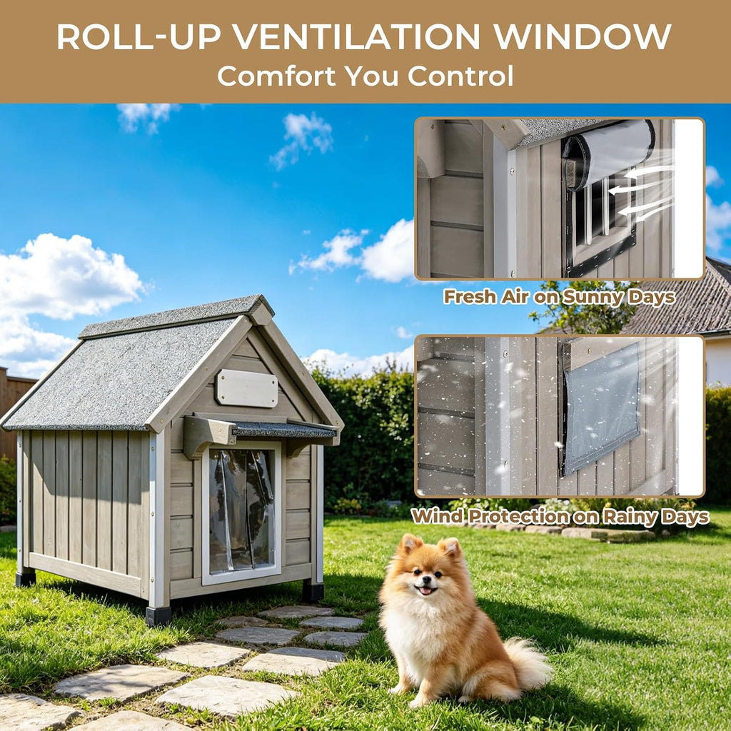 Wooden Dog House Outdoor for Small Weatherproof Puppy Shelter