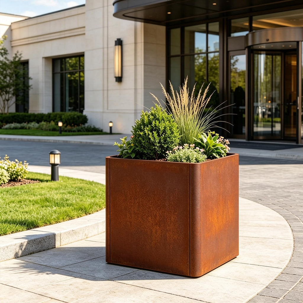 Corten Steel Planters Outdoor 26 Inch, Square