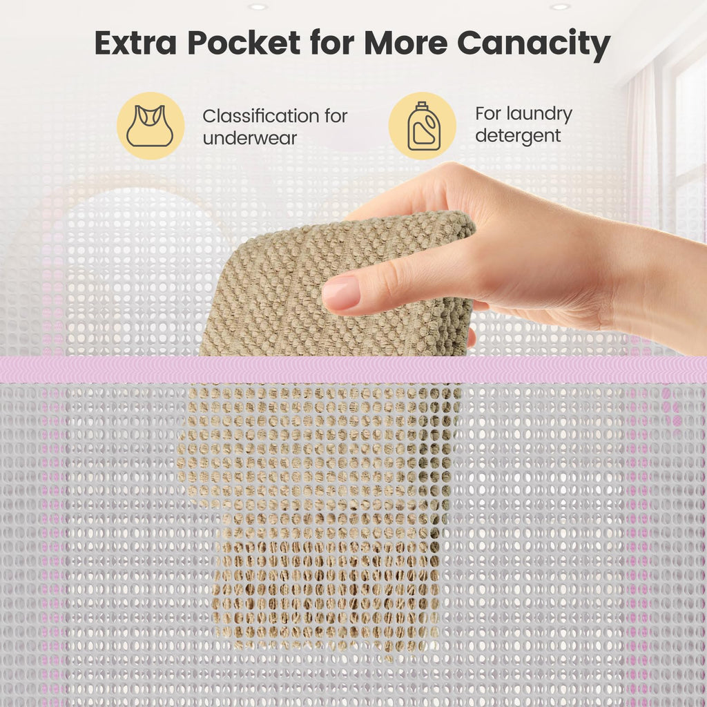 2Pack Strong Mesh Pop Up Laundry Hamper, 70L Collapsible Laundry Basket with Steel Frame, Double‐Stitched Handles &
