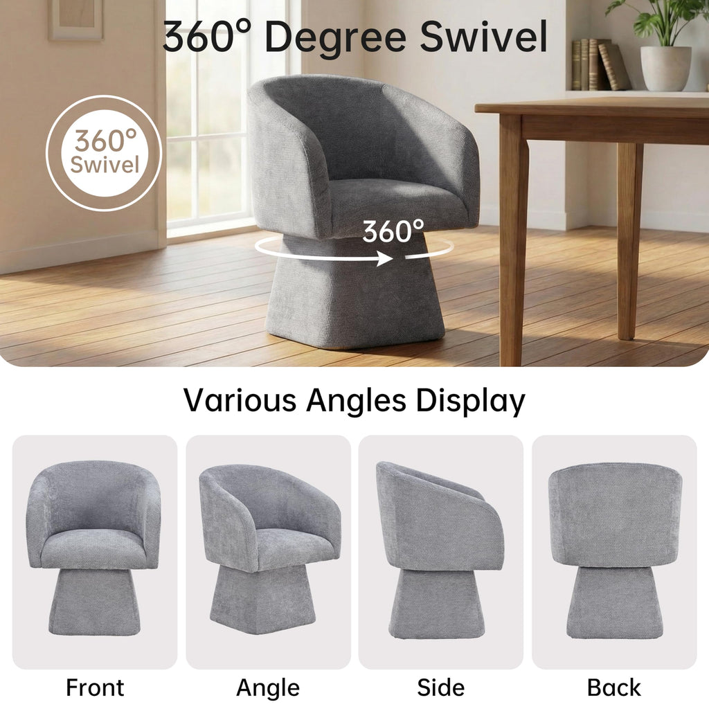 Upholstered Swivel Dining Chair with Barrel Back and Armrests