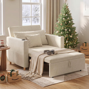 Sleeper Chair Pull Out Bed, Chair Bed Sleeper for Adults, Beige
