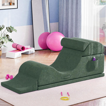 Convertible Yoga Chair for Adults, Ergonomic Foam Lounge with Lumbar Pillow
