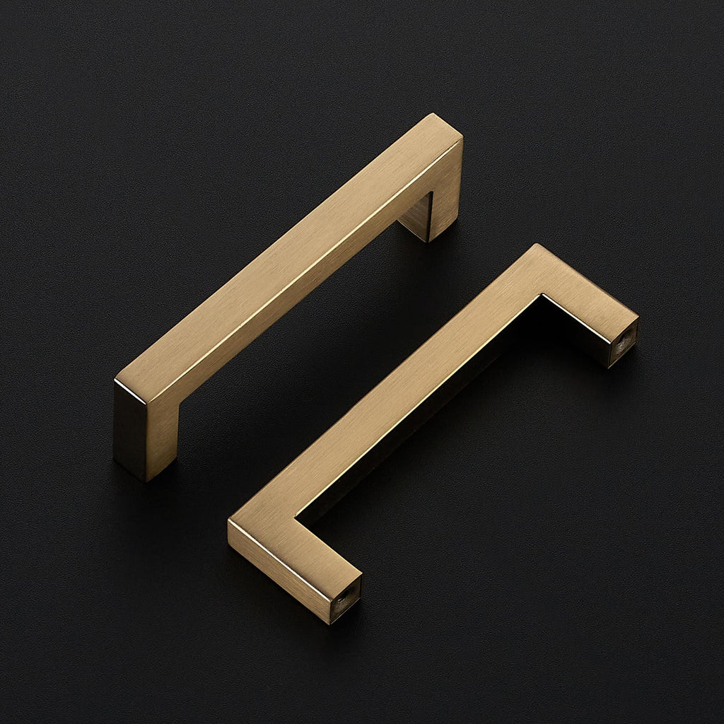 Champagne Bronze Square Pulls Cabinet Handles,4 Inch,20 Pack