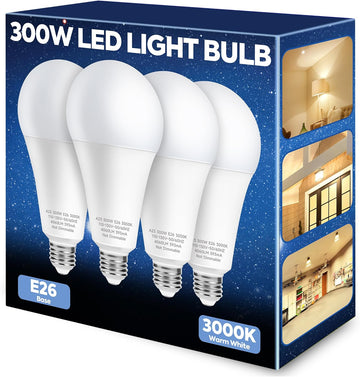 300W Equivalent Super Bright LED Light Bulbs, Warm White 3000K