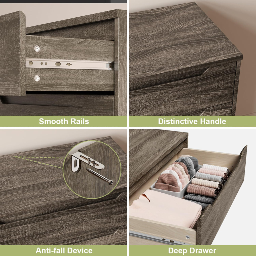 4 Drawer, Sturdy Chest of Drawers, Dark Brown