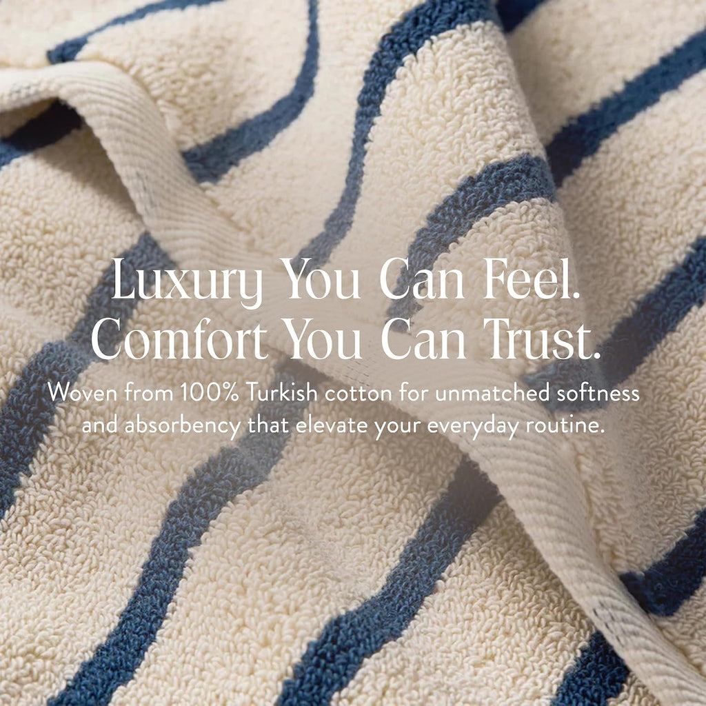 100% Turkish Cotton Bath Towels Spa-Quality Cotton - Set of 4, Abyss