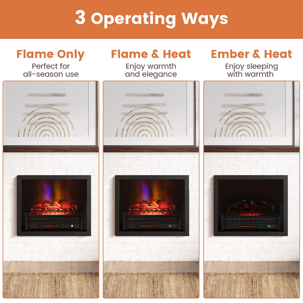 26" Electric Fireplace Insert Lemon Wood Log Heater