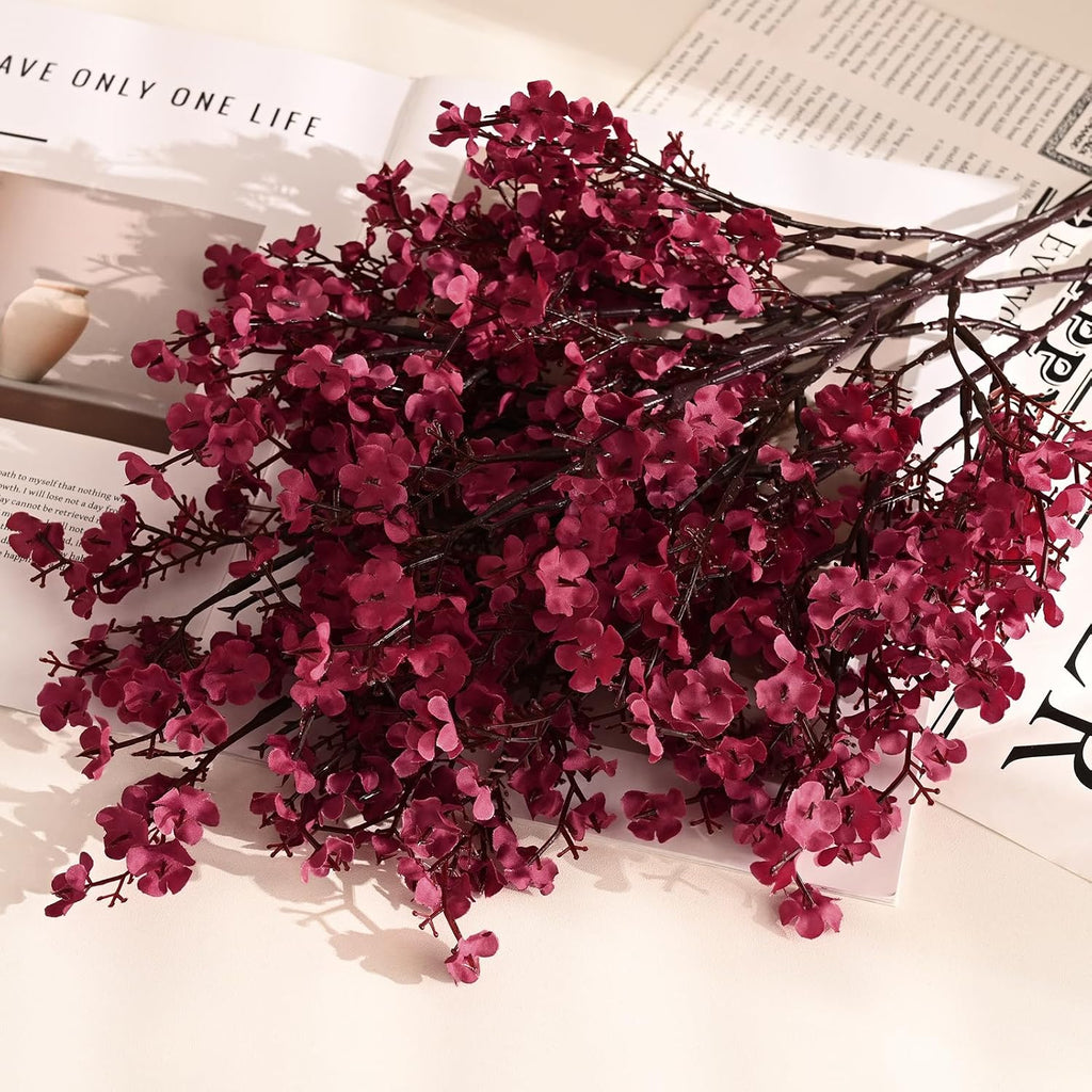Fake Flowers Babys Breath Silk Artificial Flowers Gypsophila Bouquets Bulk Real Touch Fall Stems for Fall - Set of 6