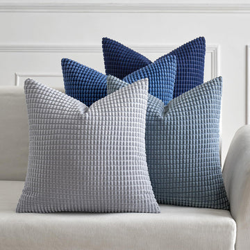 Decorative Euro Sham Pillow Covers 22x22 Inch Set of 4 Coastal Blue