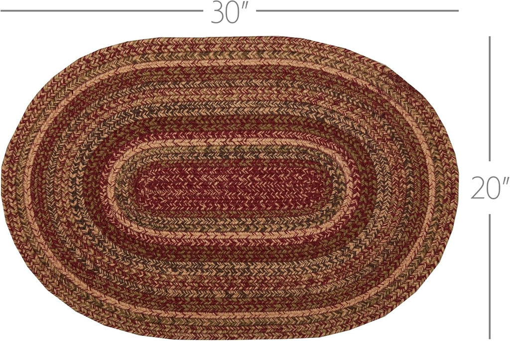 Cider Mill Primitive Jute Accent Rug Striped Oval Floor Decor 20"x30"
