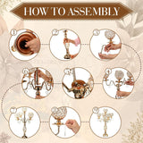 8 Pcs 5 Arm Crystal Candelabra Centerpieces for Table 27 Inch Retro Victorian Crystal Candle Holders Bowl Table