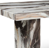 Cavira Modern Faux Marble Dining Table with Double Pedestal Base