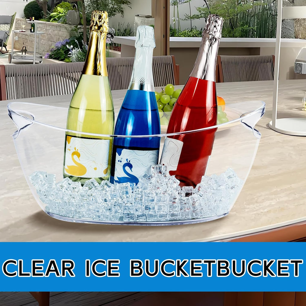 Ice Bucket, 5.5L Small Ice Buckets Clear Beverage Tub for Champagne Beer Sparkling Wine Cocktails, Parties - Set of 2