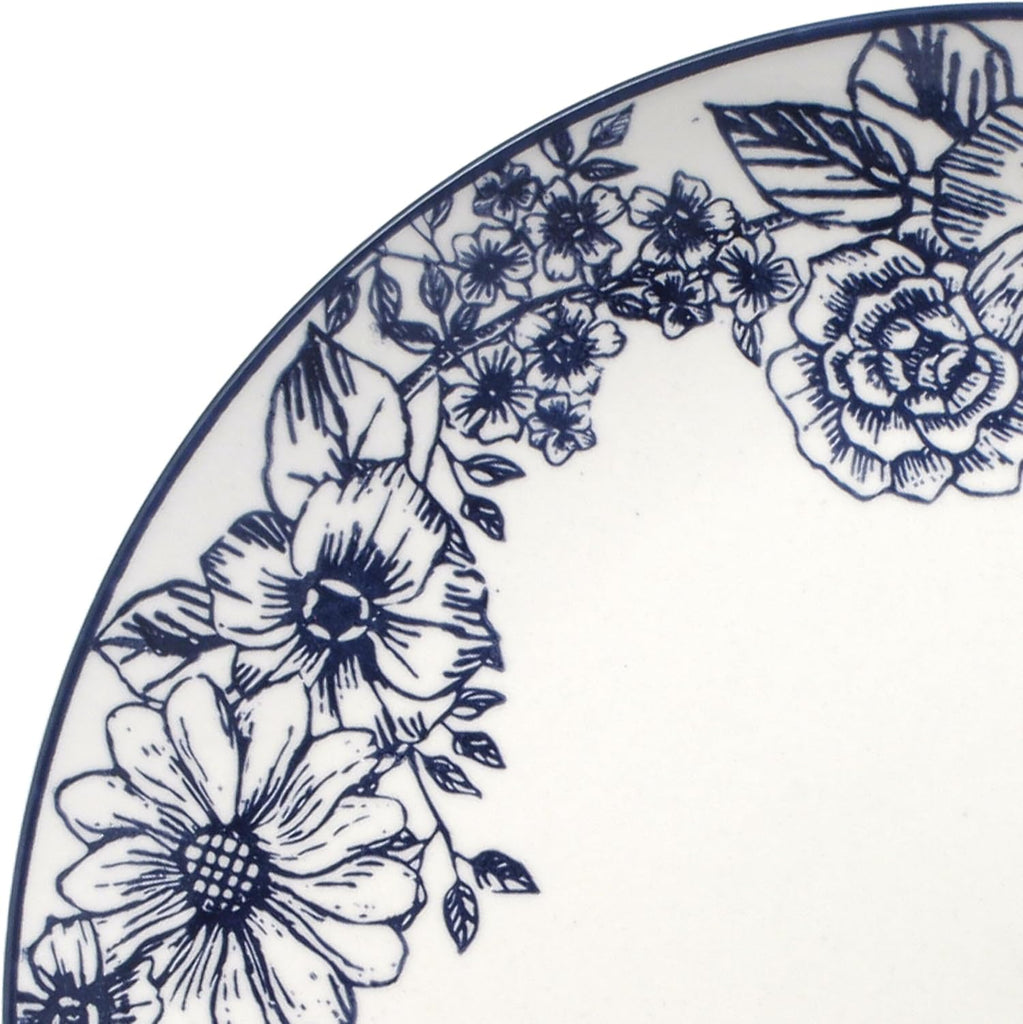 Gabriela Blue 16-Piece Dinnerware Set, Service for 4, Durable Stoneware Plates, Bowls