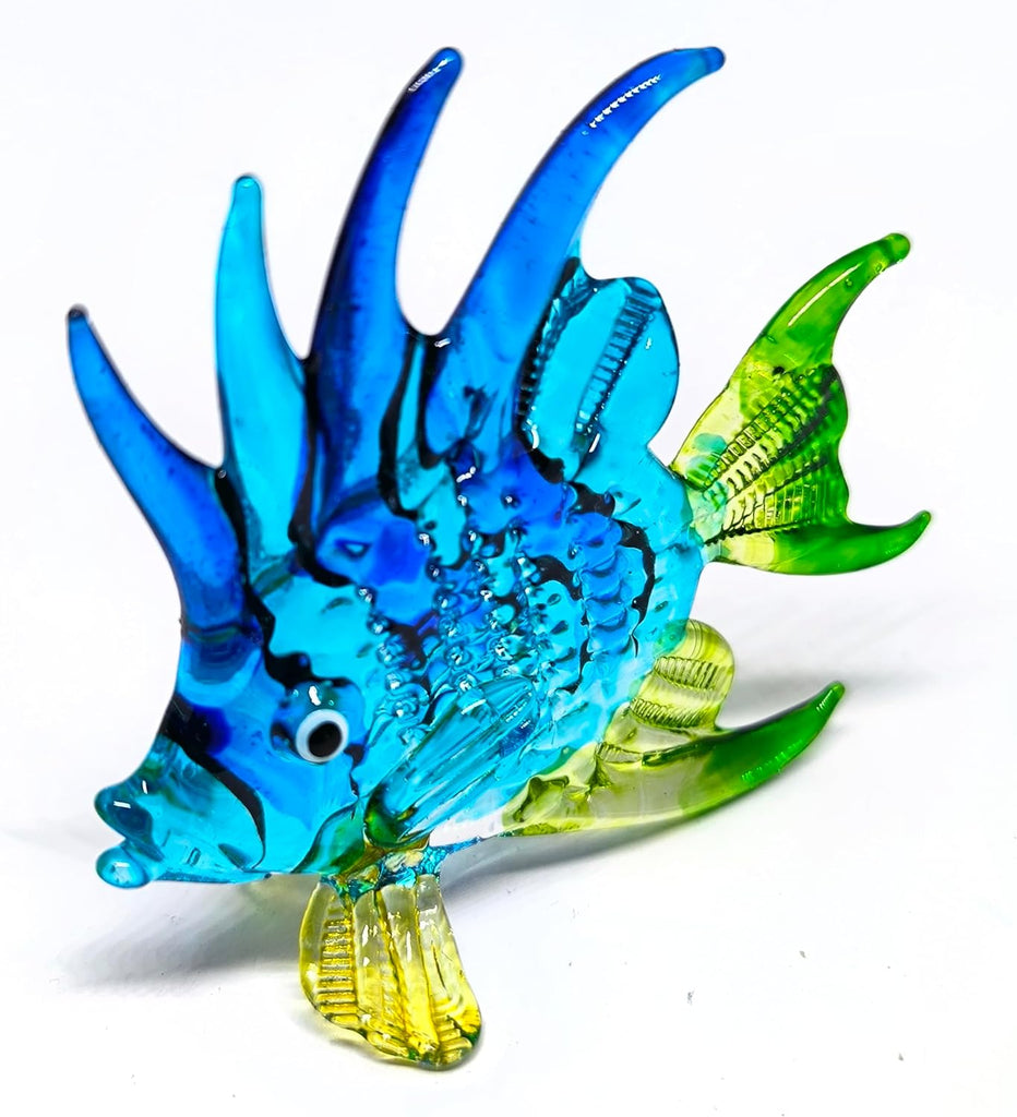 Handcrafted Blue Glass Fish Figurine Exquisite Hand Blown Aquarium Collectible Coastal Style Deco