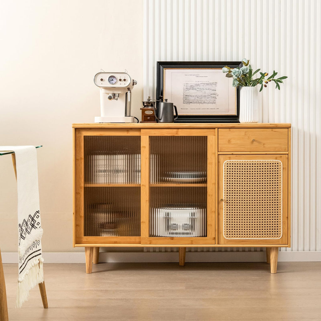 Modern Buffet Cabinet, Boho Coffee Bar Cabinet