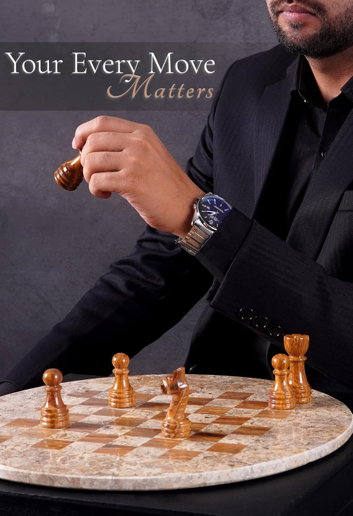 Marble Chess Set with Complementary Storage Box & Extra Queens, 15 Inch Coral & Red Handmade Chess Board Game
