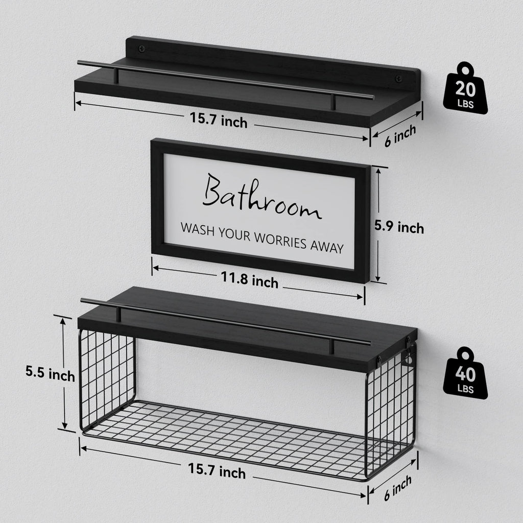 Floating Shelves Decor Art, Modern Black