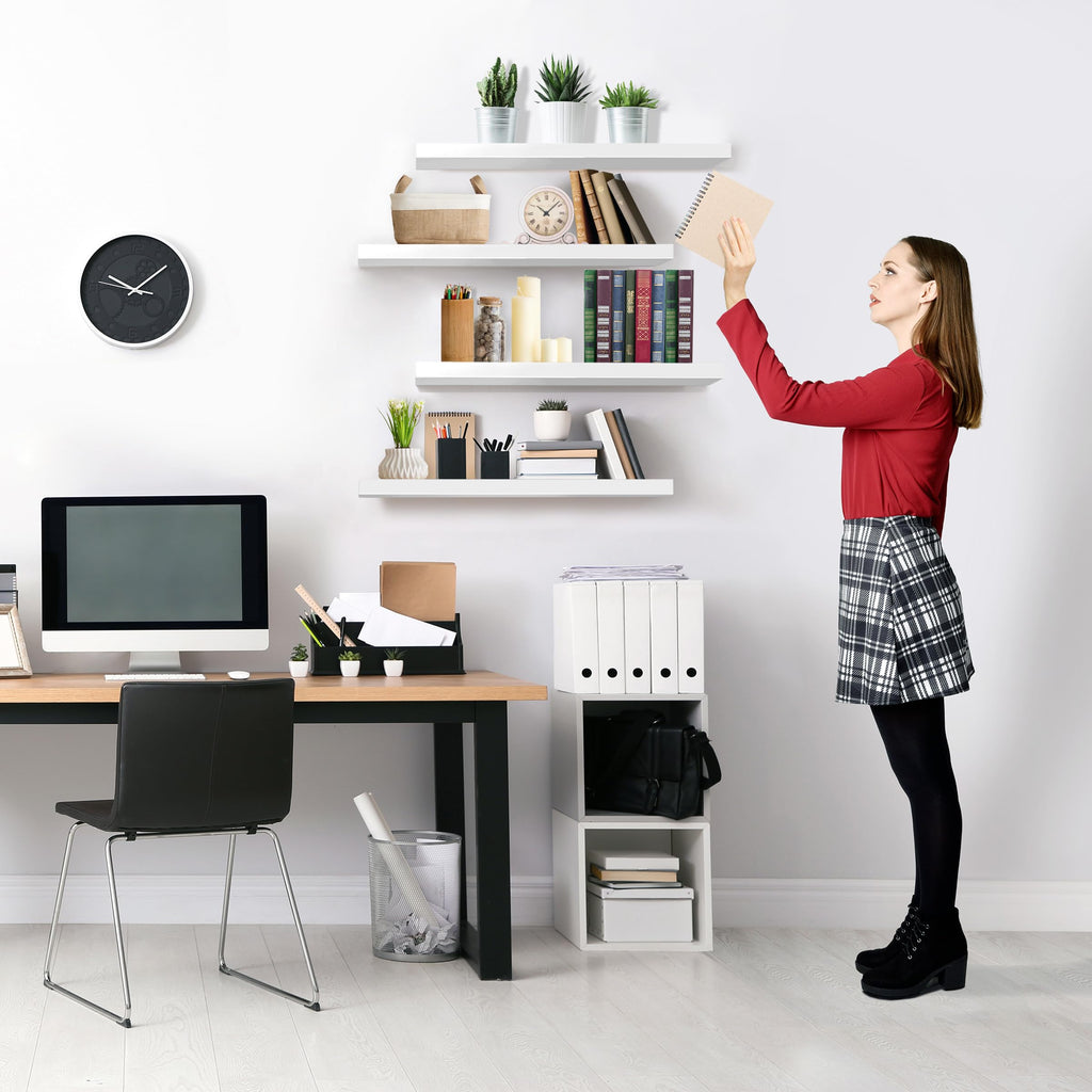 Floating Shelves for Wall, Wood Wall Storage (4 Pack, White)