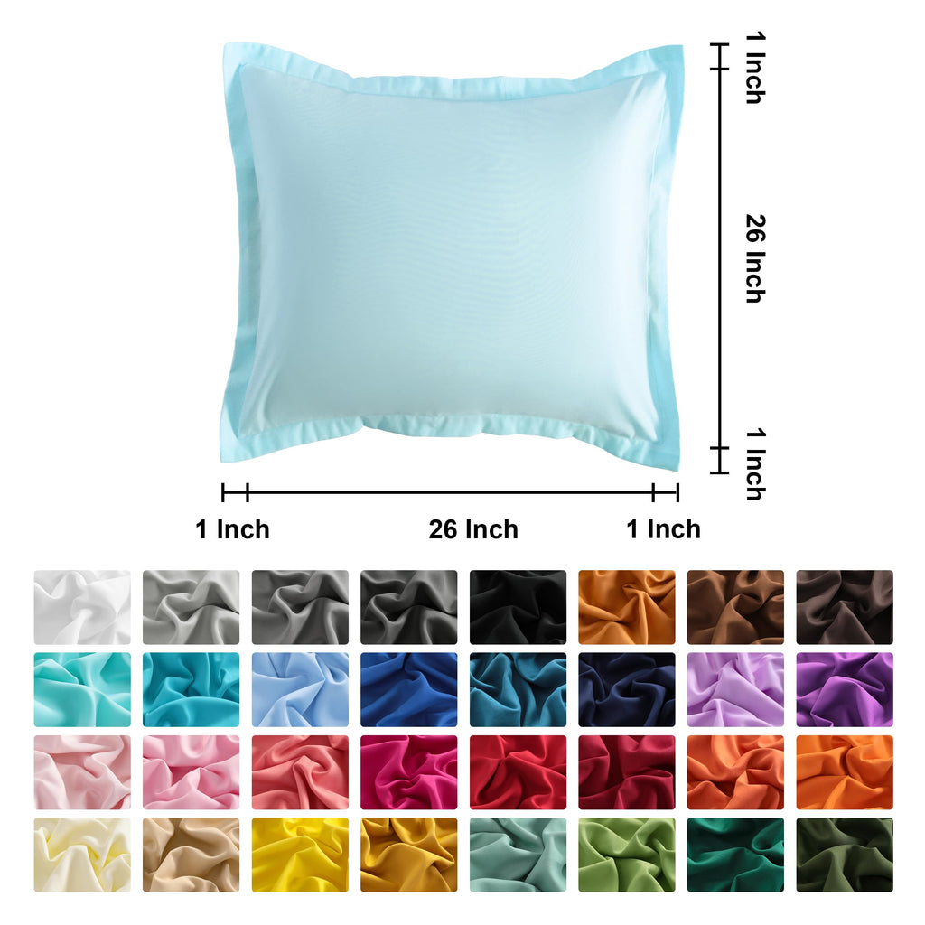 Euro Pillow Shams, Set of 2, Microfiber, Light Blue