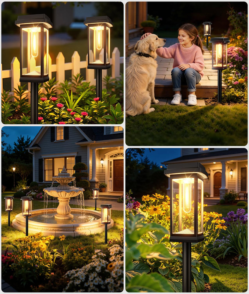 Solar Pathway Lights Outdoor, 4 Pack Upgraded Solar Garden Lights Solar Powered, Solar Lights Outdoor Waterproof
