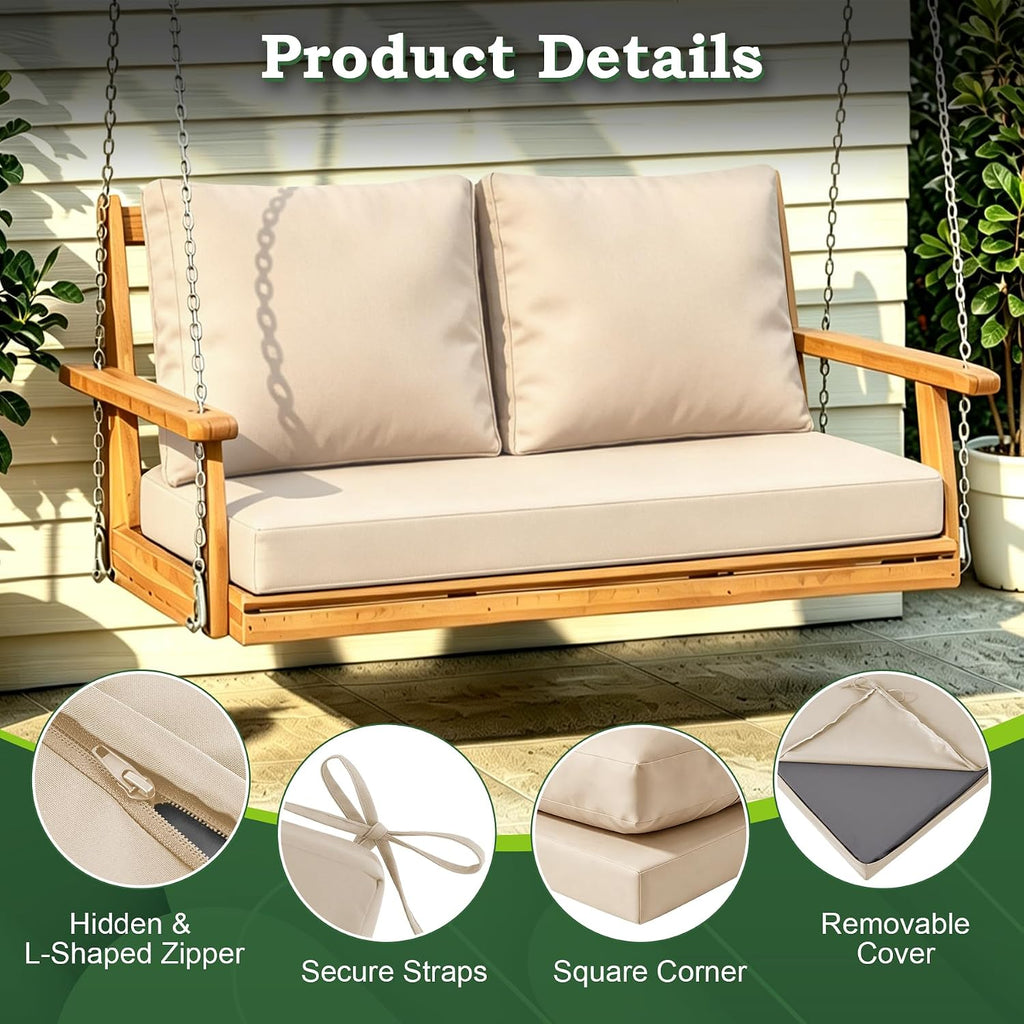 Outdoor Loveseat Cushion Set, 48" x 24" Patio Loveseat Cushions, Water-Resistant & Fade-Resistant Love Seat Cushions