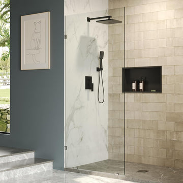 36"×78" Frameless Shower Glass Panel, 3/8'' (10mm) Fixed Glass Shower Panel, Tempered Glass Door