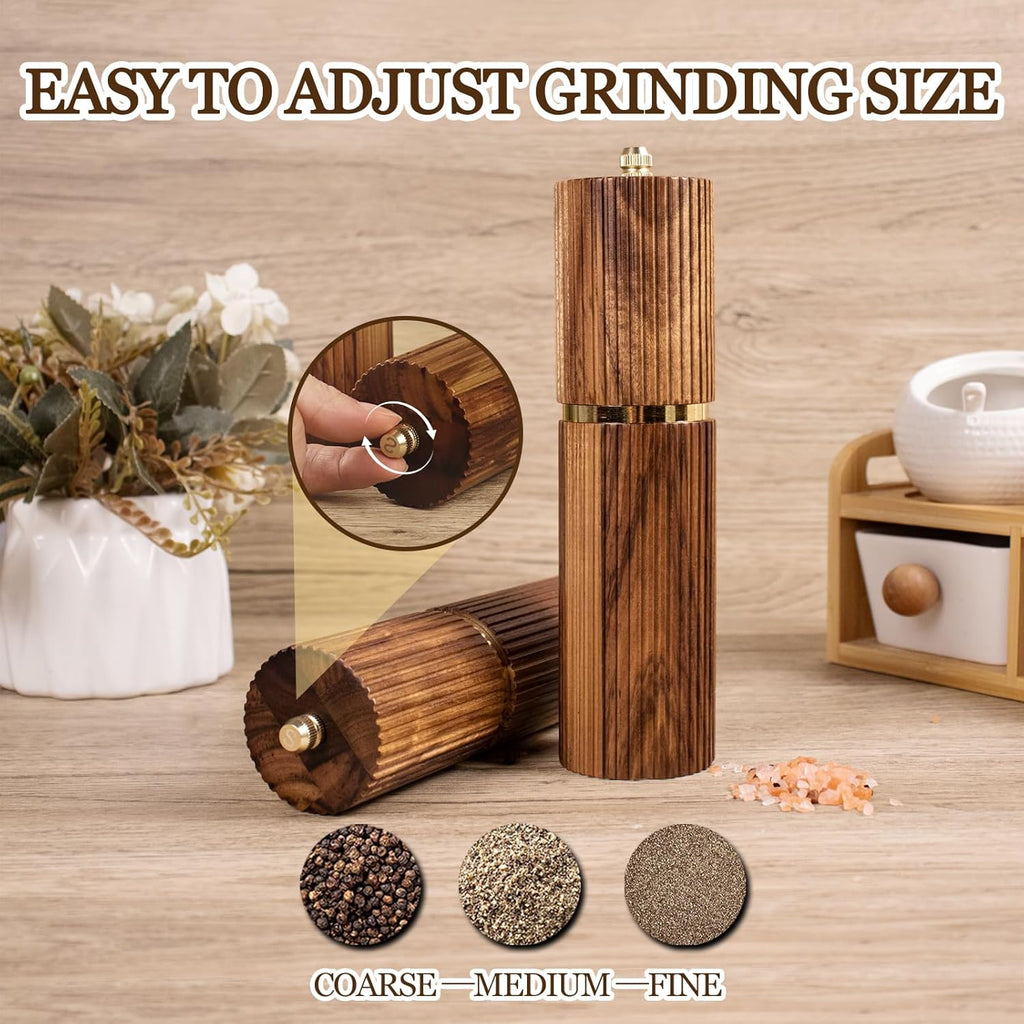 Acacia Wooden Salt and Pepper Grinder Set Pepper Mills 8 - Set of 2