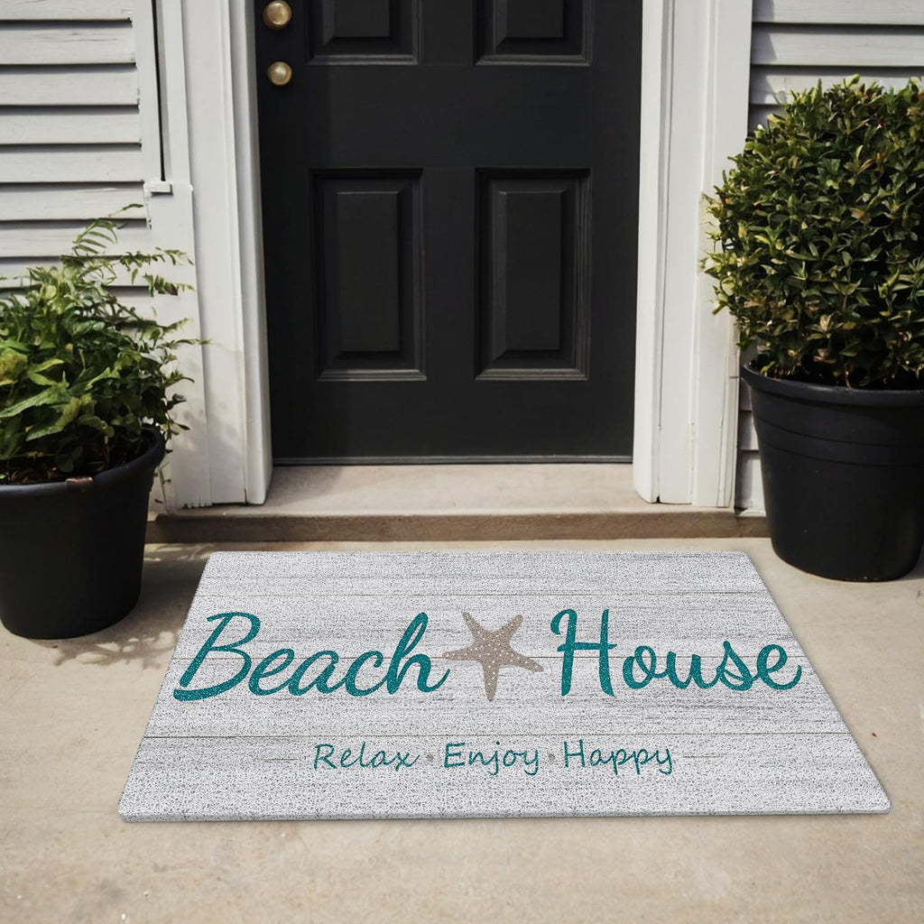 Beach House Door Mat, Beach House Decor, Beach Welcome Mats Outdoor, Summer Beach Front Doormat Outdoor Entrance