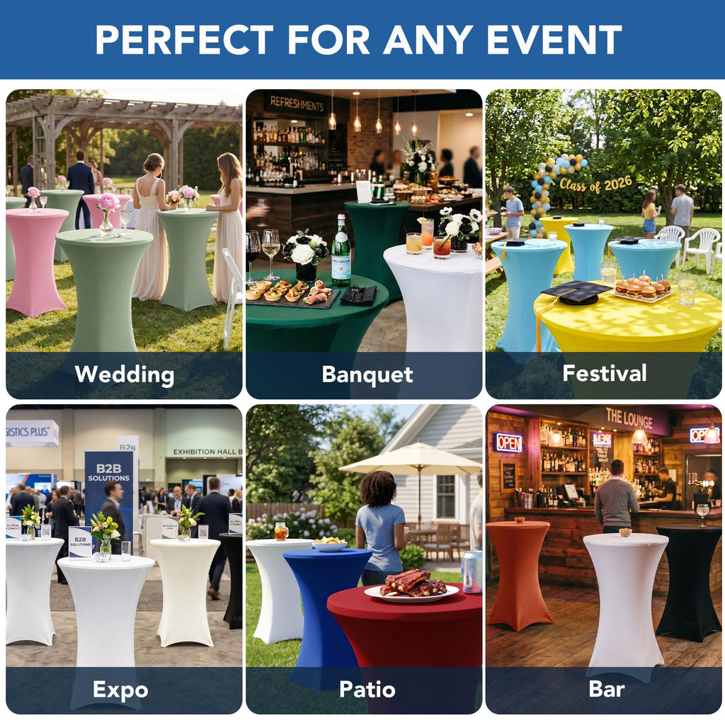 Cocktail Table Covers-Black Spandex Round High Top Table Cloths Party