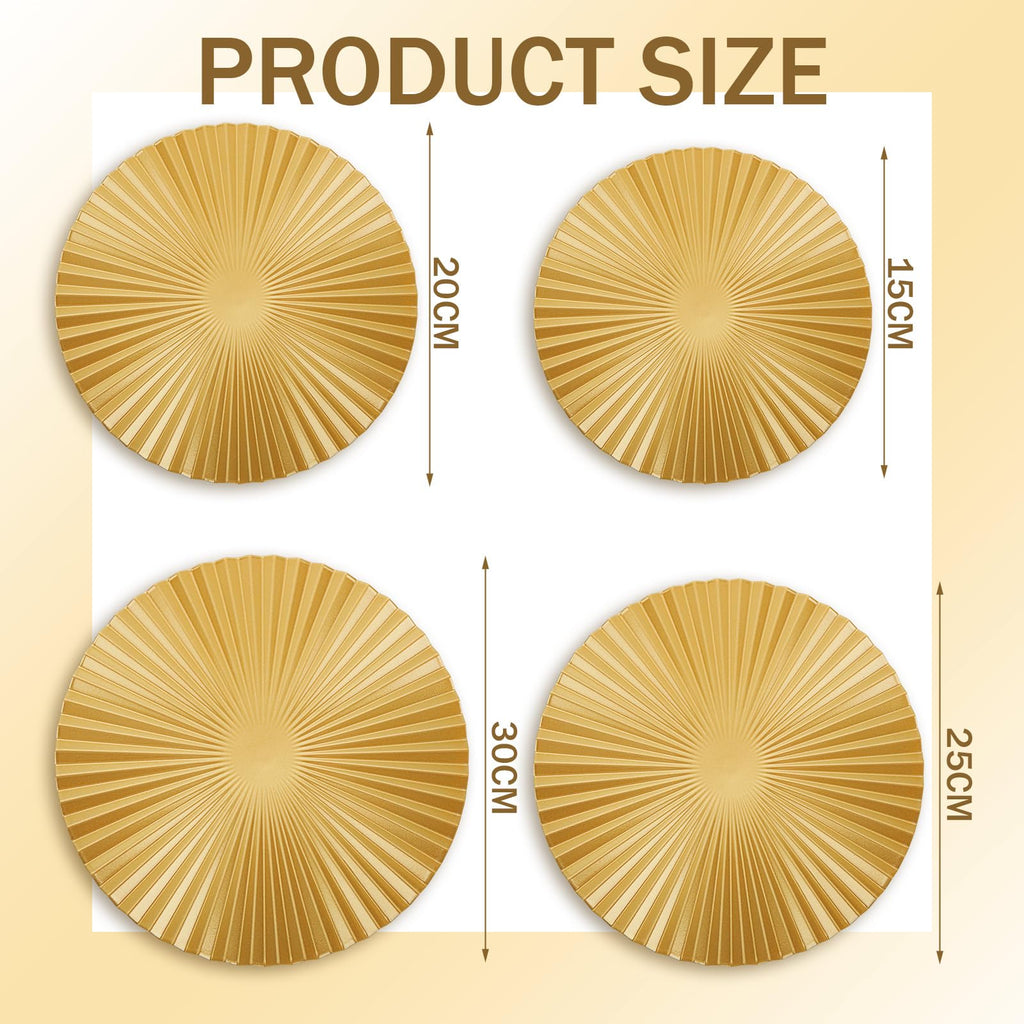 8 Pcs Gold Sunburst Wall Decor Set Iron Metal Circle Wall Art Decor Large Modern Sunburst Hanging Sculptures, Boho