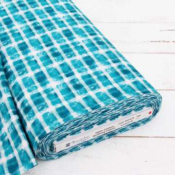 Vintage Teal Plaid Cotton Quilting Fabric - 3 Yard Cut