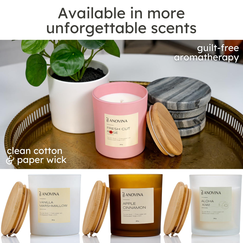 Rose Scented Candle - Long-Lasting Soy Wax Blend - Non-Toxic Floral Candle Décor & Relaxation - Aesthetic Gift for