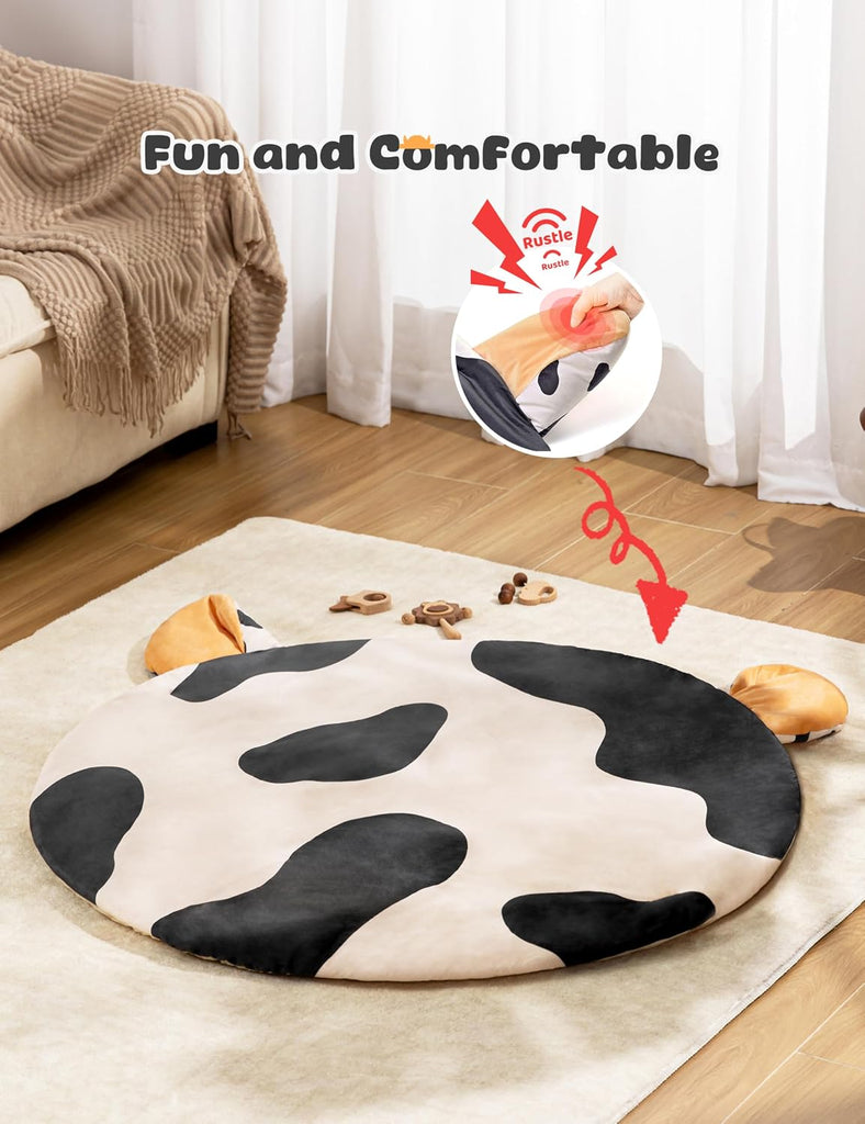 Cow Baby Playmat Activity Gym for Infant 0-12 Months with 5 Toys