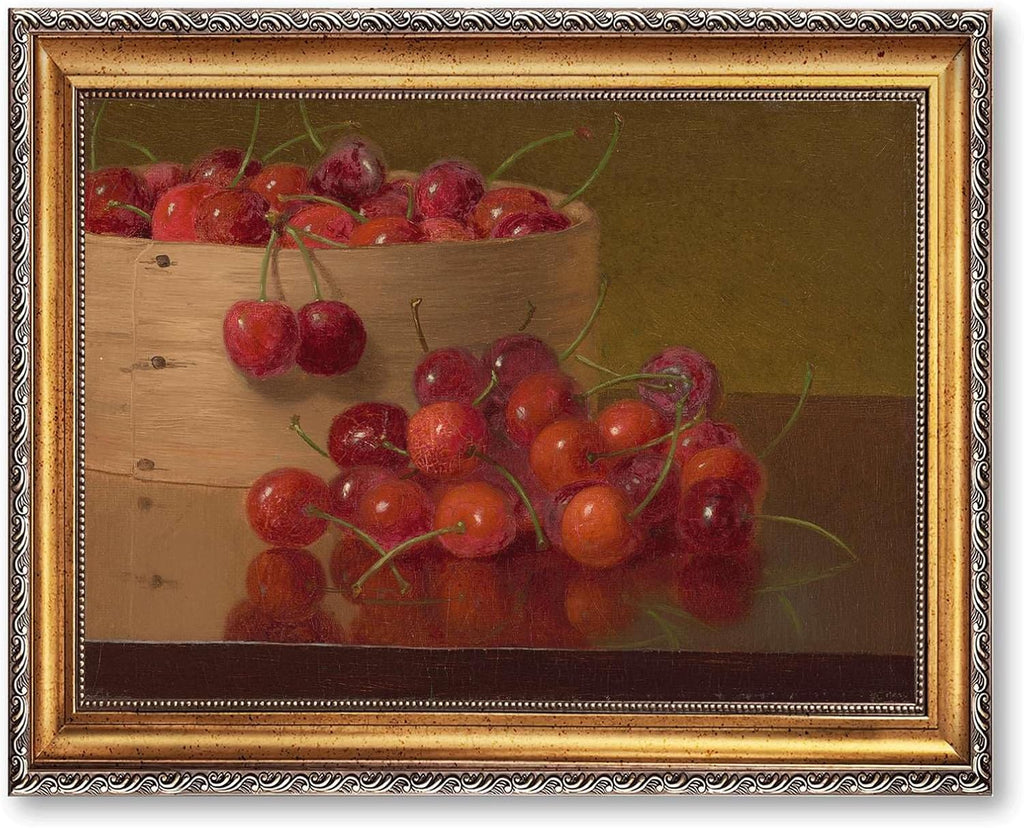 Elegant Cherry Still Life Poster Canvas Print Oil Paintings Reproduction World Classics Painting Pictures Wall Art