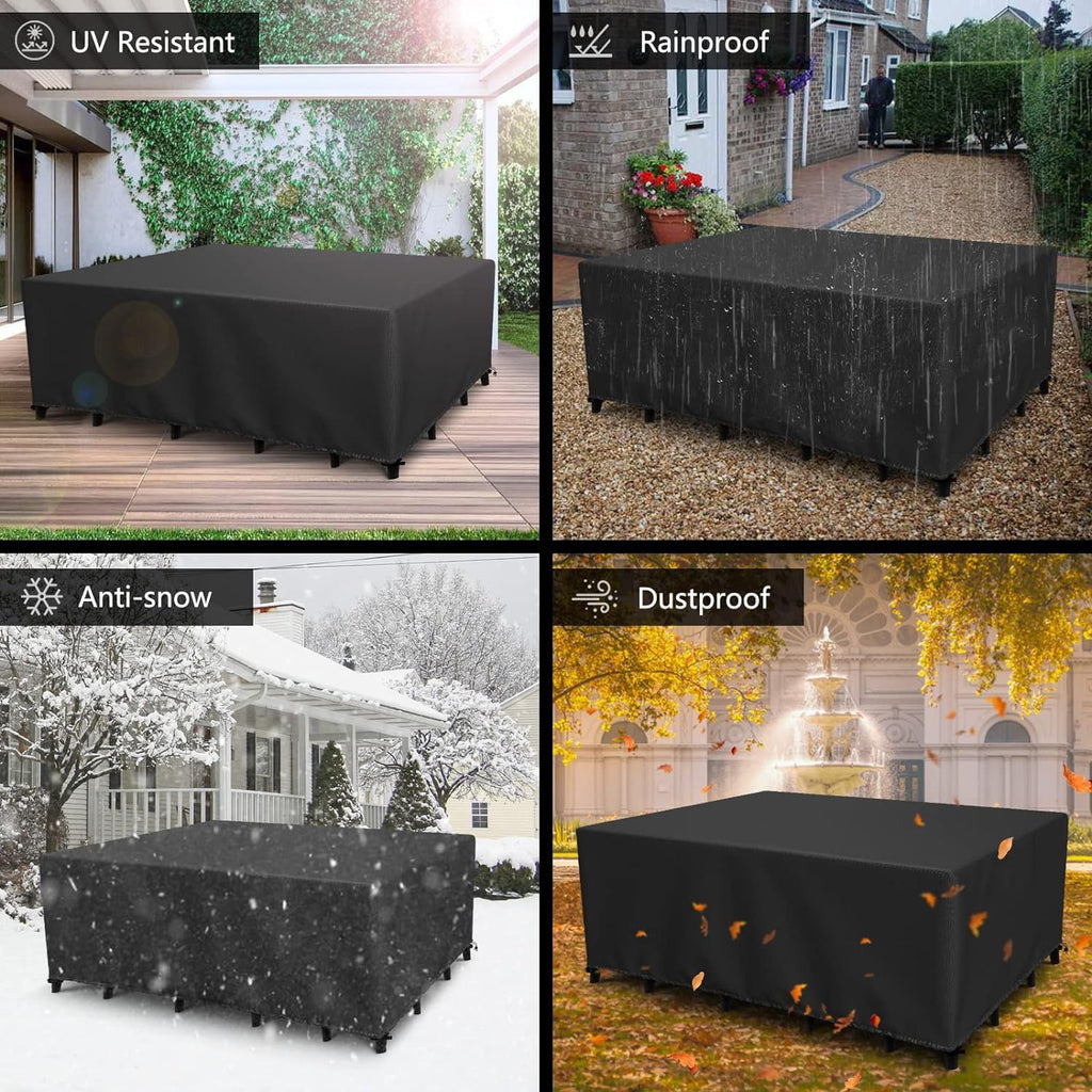Outdoor Patio Furniture Covers Waterproof 88" L x 68" W x 30" H Rectangular Outdoor Table and Chair Set Cover Wind