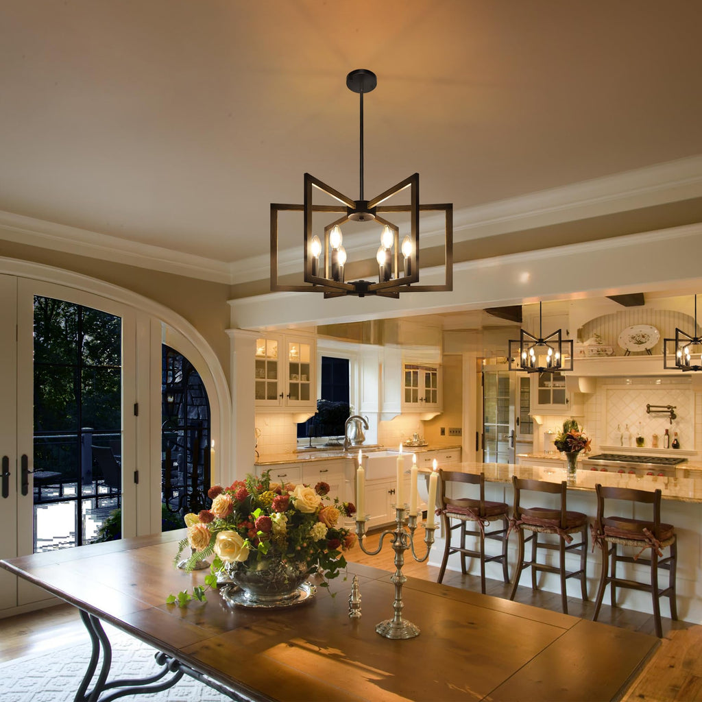Modern Farmhouse Pendant Lights Island, Vintage Geometric Dining Room Lighting Hanging, Industrial Chandelier