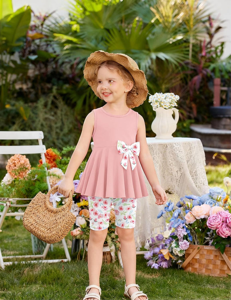 Toddler Girl Summer Clothes Sleeveless Top Dress Bike Shorts Set