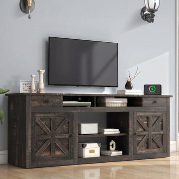 Farmhouse TV Stand for 75/80 Inches TVs, Entertainment Centers Furniture 30" Tall, TV Consoles with Storage Drawers &