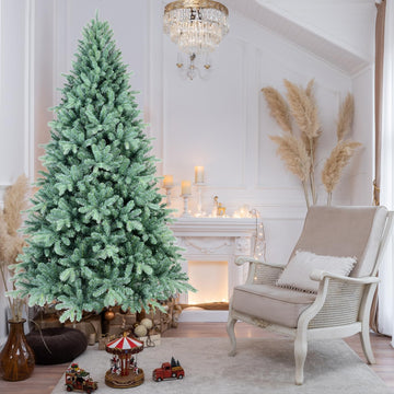 Blue Spruce Artificial Christmas Tree, Premium Unlit Christmas Tree with 2458 PE & PVC Mixed Branch Tips, Memory