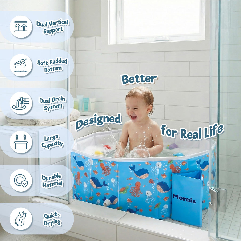 Collapsible Baby Bathtub, Portable Toddler Bath Tub for Shower
