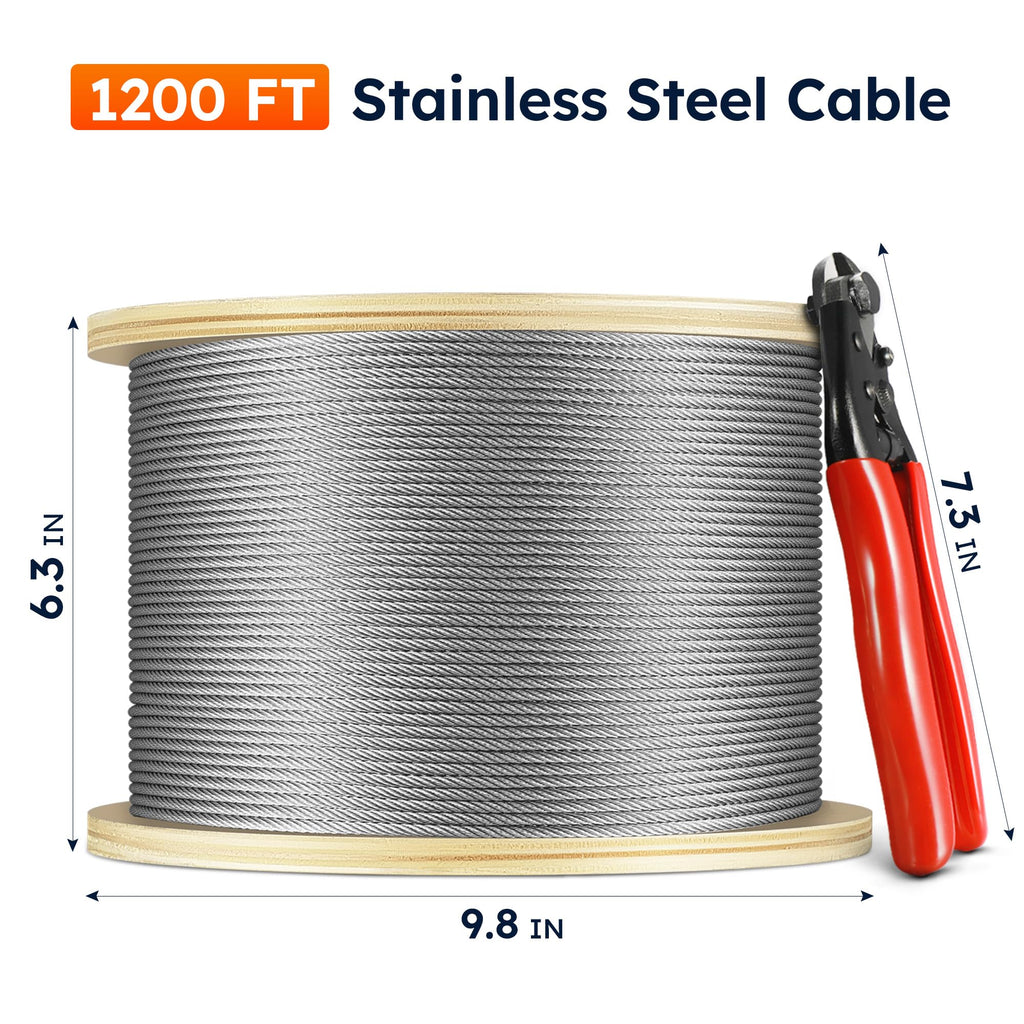 1/8" Stainless Steel Cable for Railing, 7x7 Wire Rope