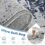 Area Rugs 9x12 for Living Room: Washable Rug Modern Abstract Neutral Soft Non-Slip Low-Pile Indoor L